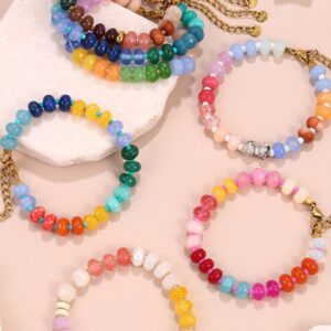Handmade Gemstone Bead Bracelet – Colorful Boho Beach Bracelet for Women