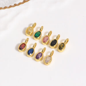Colorful Oval Zircon Pendant Charm